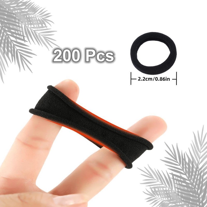 Tesvyns 200Pcs Baby Hair Ties Cotton Toddler Hair Ties for Girls and Kids, Kids Seamless Hair Bands Ponytail Holders(Black) - Image 2